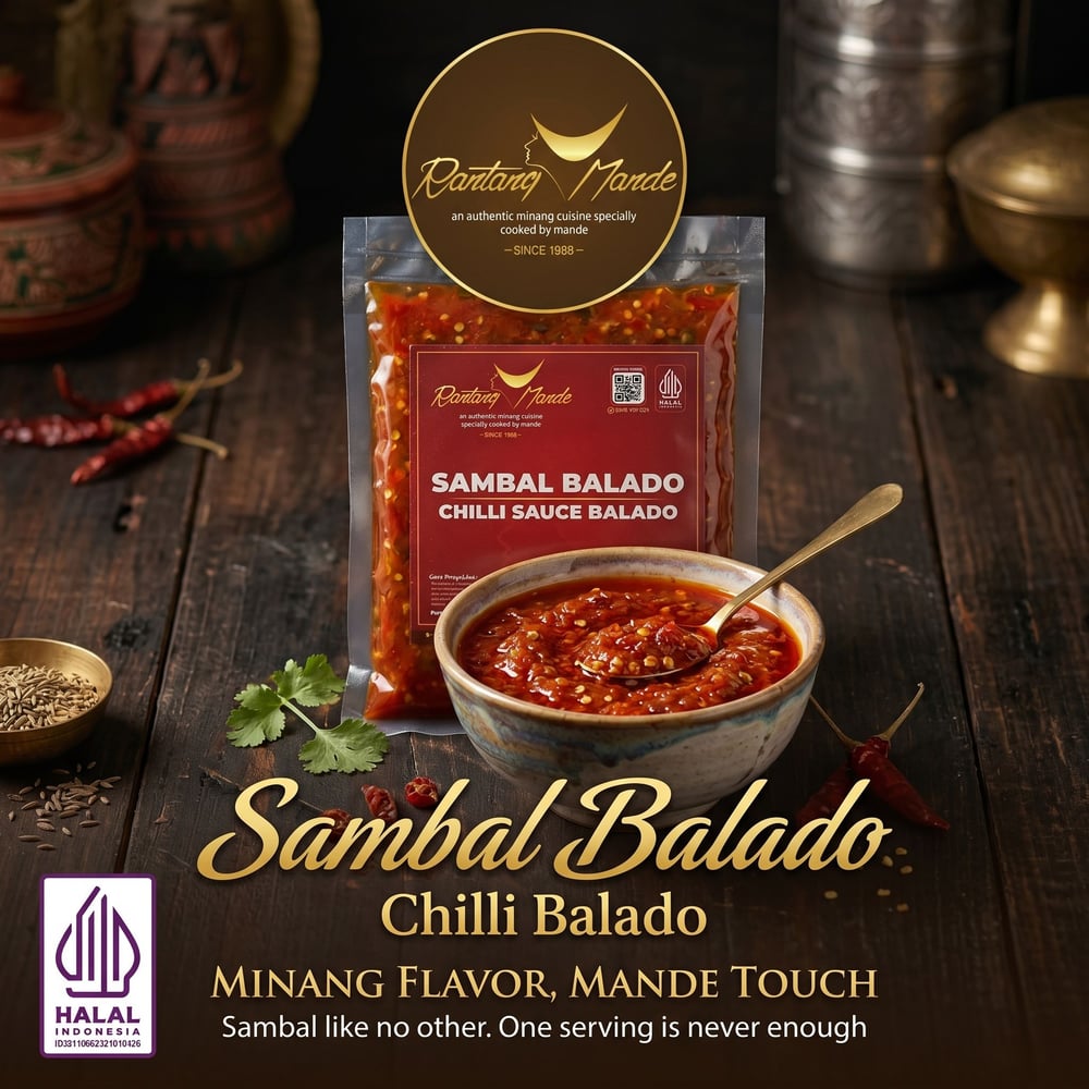 Sambal Balado, Premium Khas Minangkabau Padang, 250gram, Rantang Mande