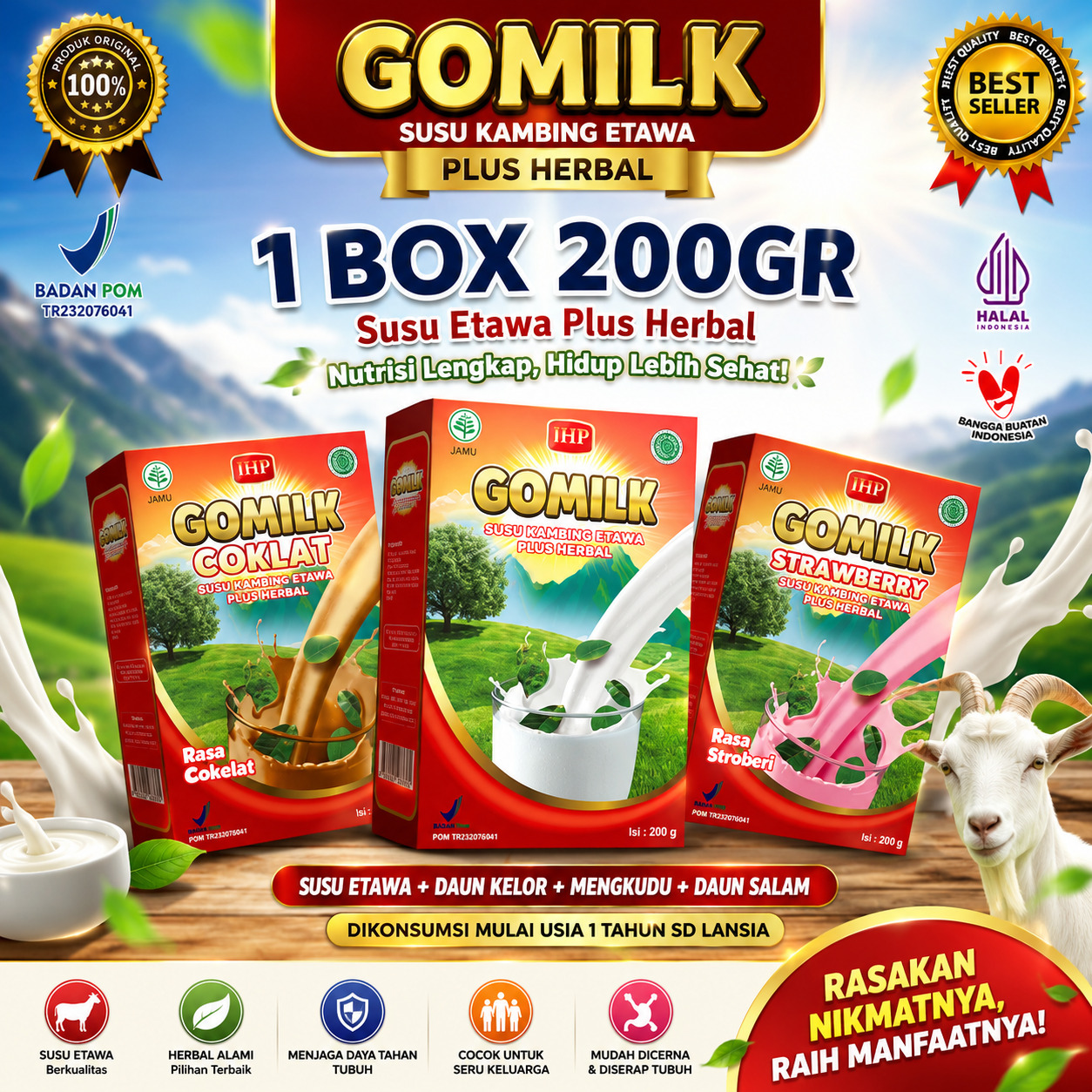 GOMILK Susu Kambing Etawa Plus Herbal 200g
